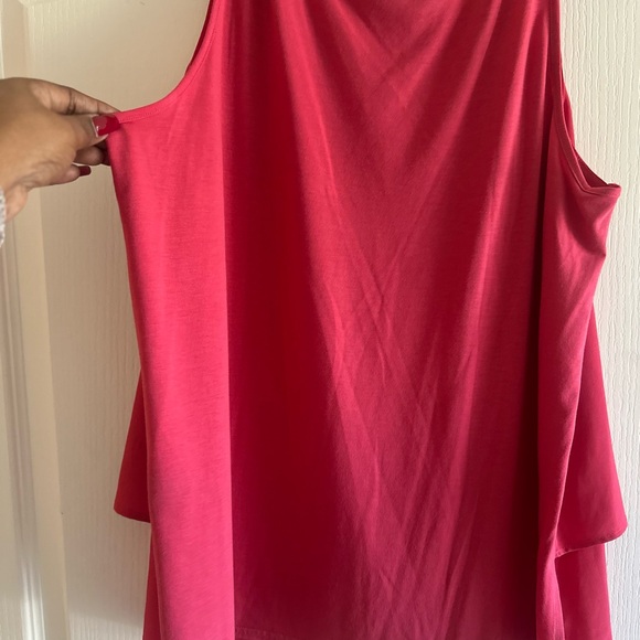 DG2 by Diane Gilman Pink Asymmetrical Tiered Tank Top - Picture 3 of 10